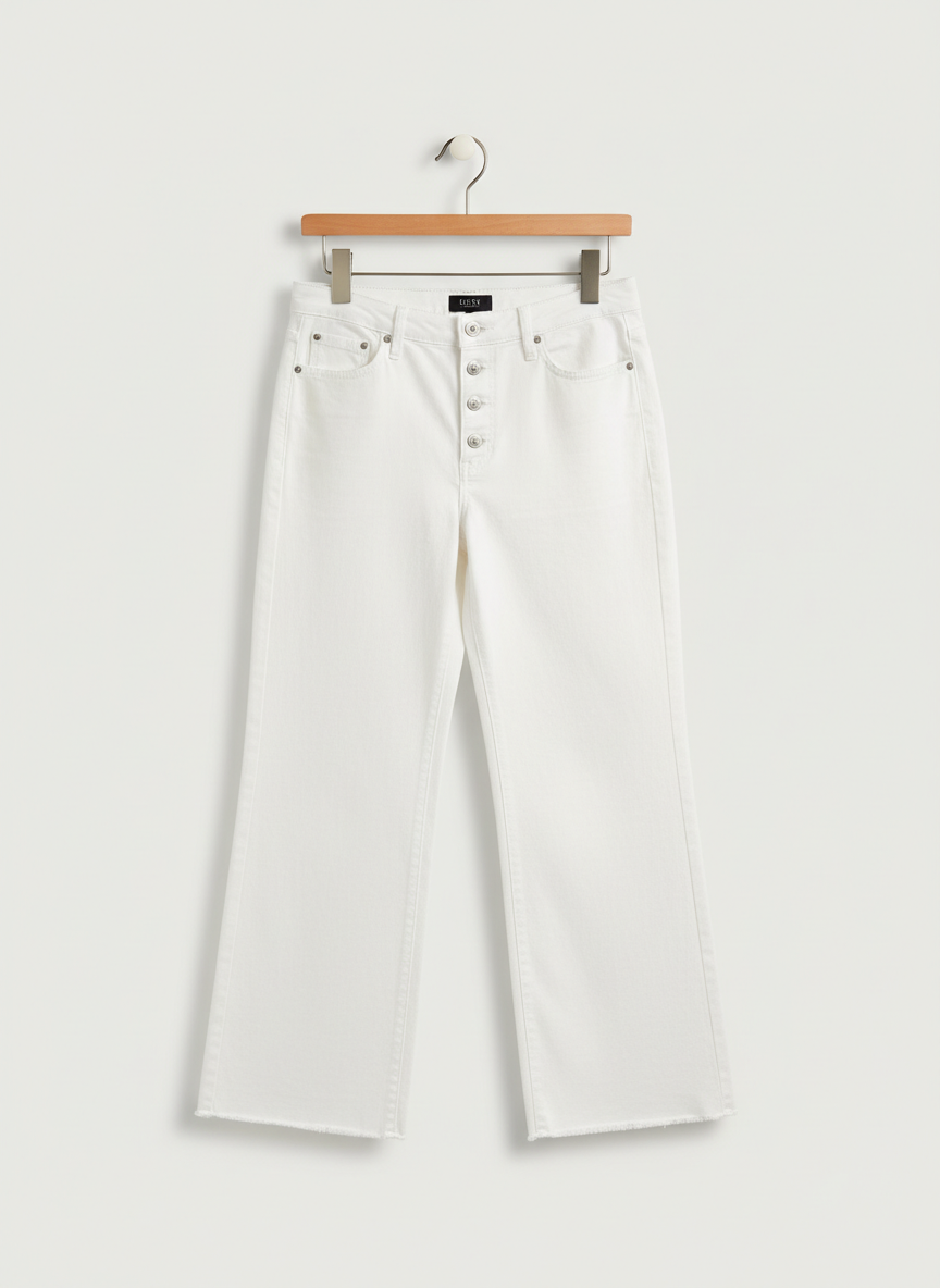 NYDJ White Deniem Wide Leg Ankle Raw Heim