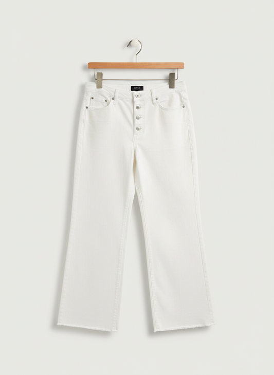 NYDJ White Deniem Wide Leg Ankle Raw Heim
